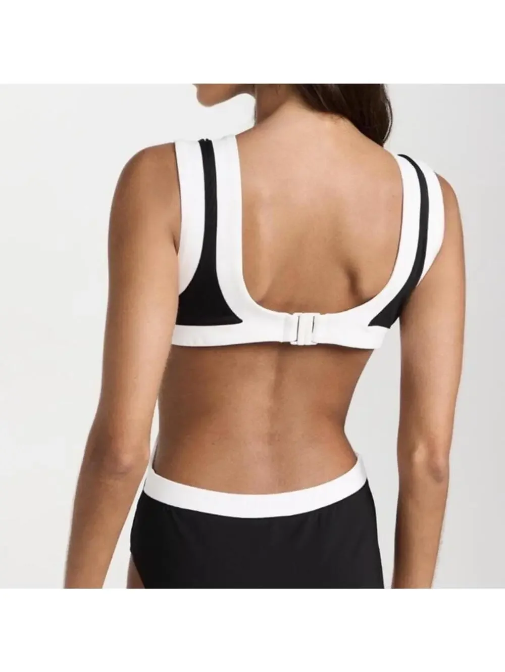STAUD Dolce One Piece Swimsuit with Cutouts in Black/White Women’s XS - Picture 14 of 15